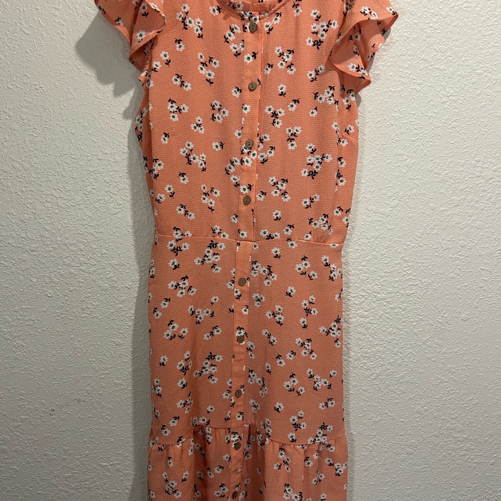 Monteau Floral Peach‎ Dress Girls Size Large
